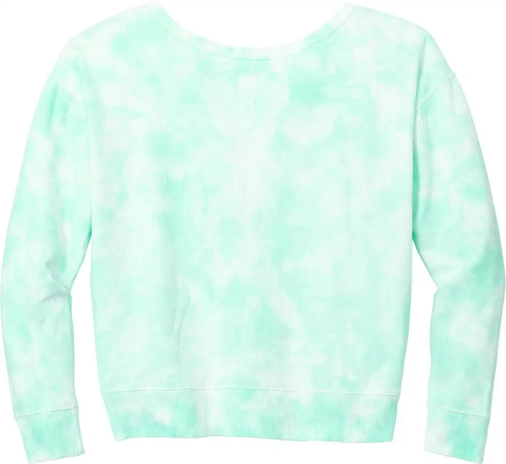 Port & Company Lpc140v co Women’s Beach Wash Cloud Tie-dye V-neck Sweatshirt - Cool Mint