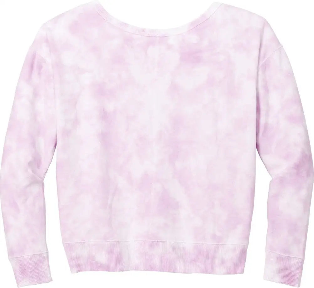 Port & Company Lpc140v co Women’s Beach Wash Cloud Tie-dye V-neck Sweatshirt - Cerise Pink