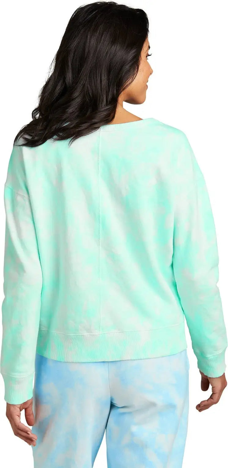 Port & Company Lpc140v co Women’s Beach Wash Cloud Tie-dye V-neck Sweatshirt - Cool Mint
