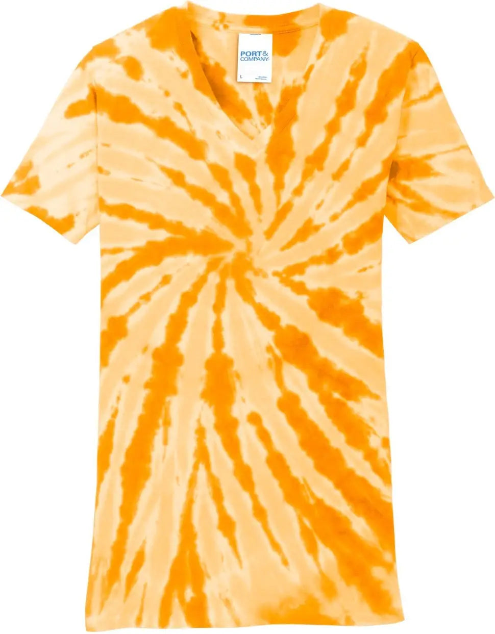 Port & Company Lpc147v co Women’s Tie-dye V-neck Tee - Gold