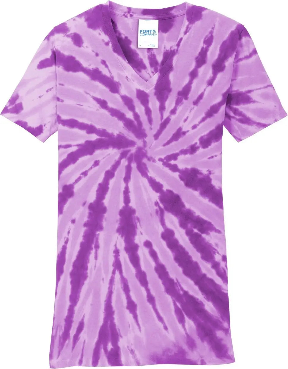 Port & Company Lpc147v co Women’s Tie-dye V-neck Tee - Purple