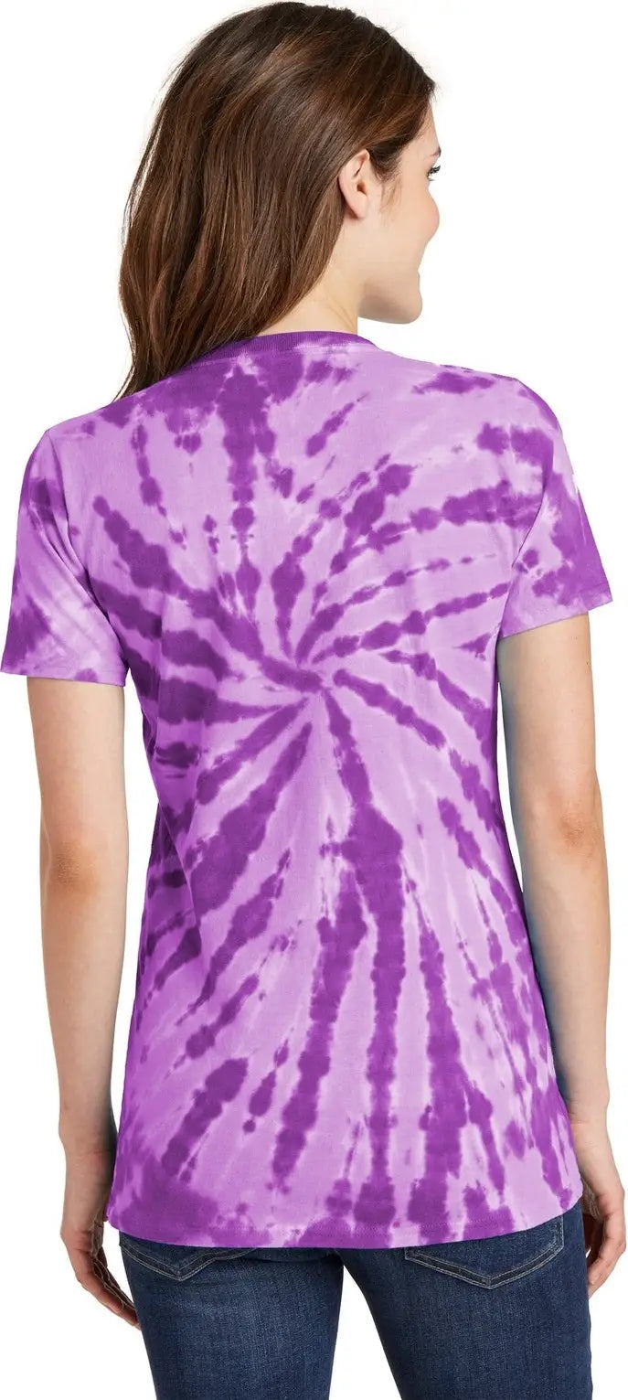 Port & Company Lpc147v co Women’s Tie-dye V-neck Tee - Purple