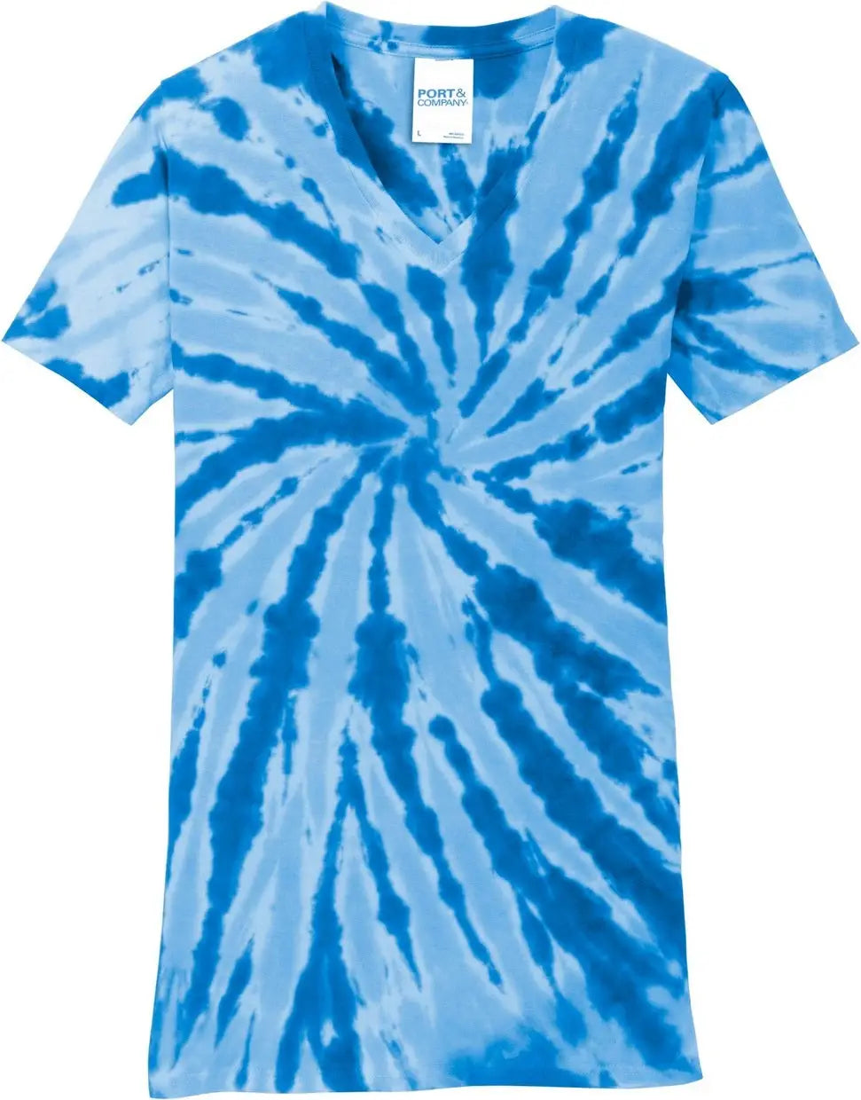 Port & Company Lpc147v co Women’s Tie-dye V-neck Tee - Royal