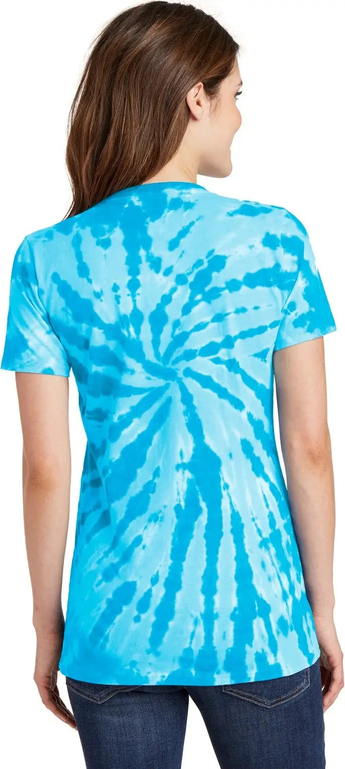 Port & Company Lpc147v co Women’s Tie-dye V-neck Tee - Turquoise