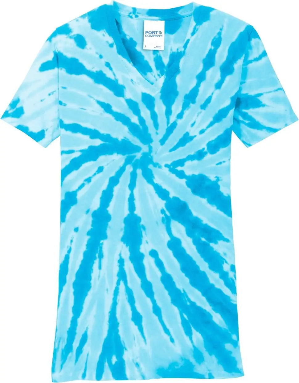 Port & Company Lpc147v co Women’s Tie-dye V-neck Tee - Turquoise