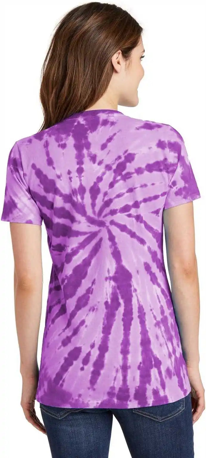Port &amp; Company Lpc147v Ladies Tie Dye v Neck Tee Purple