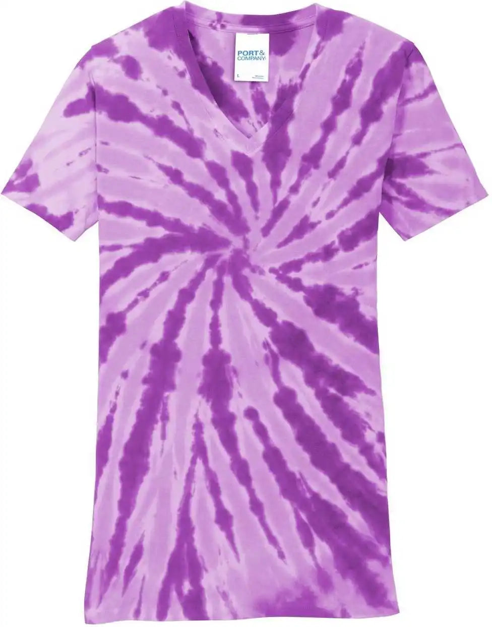 Port &amp; Company Lpc147v Ladies Tie Dye v Neck Tee Purple