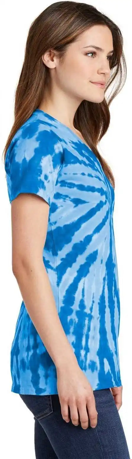 Port & Company Lpc147v Ladies Tie Dye v Neck Tee Royal