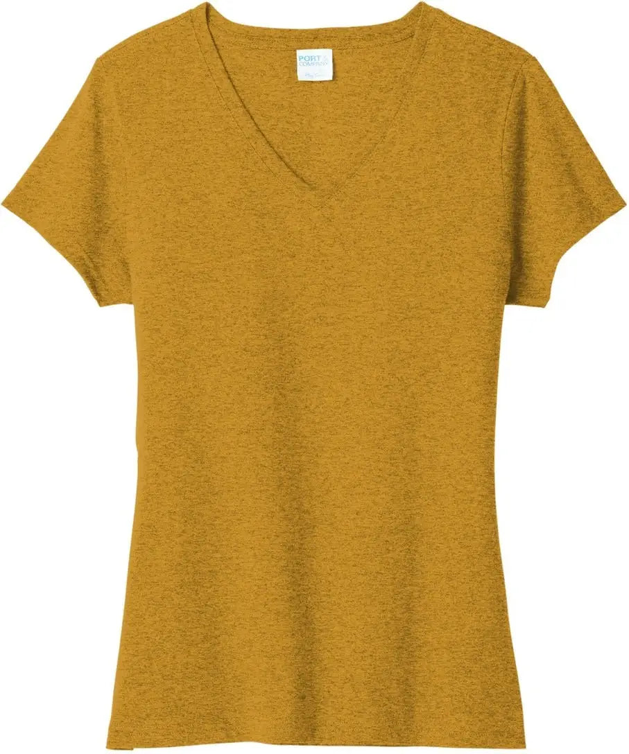 Port & Company Lpc330v co Women’s Tri-blend V-neck Tee - Ochre Yellow Heather