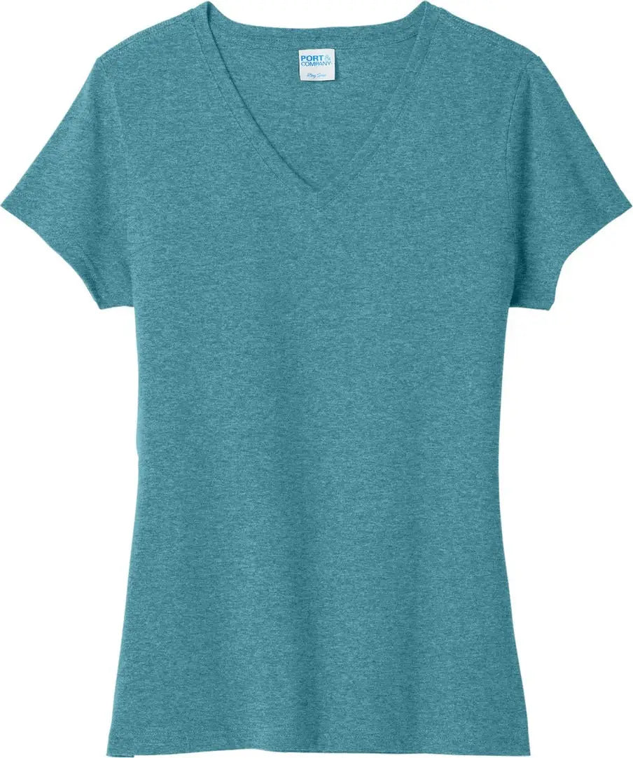 Port & Company Lpc330v co Women’s Tri-blend V-neck Tee - Vivid Teal Heather