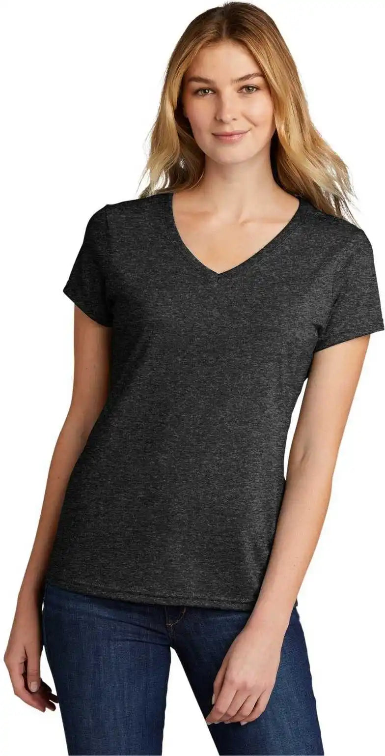 Port &amp; Company Lpc330v Ladies Tri Blend v Neck Tee Black Heather
