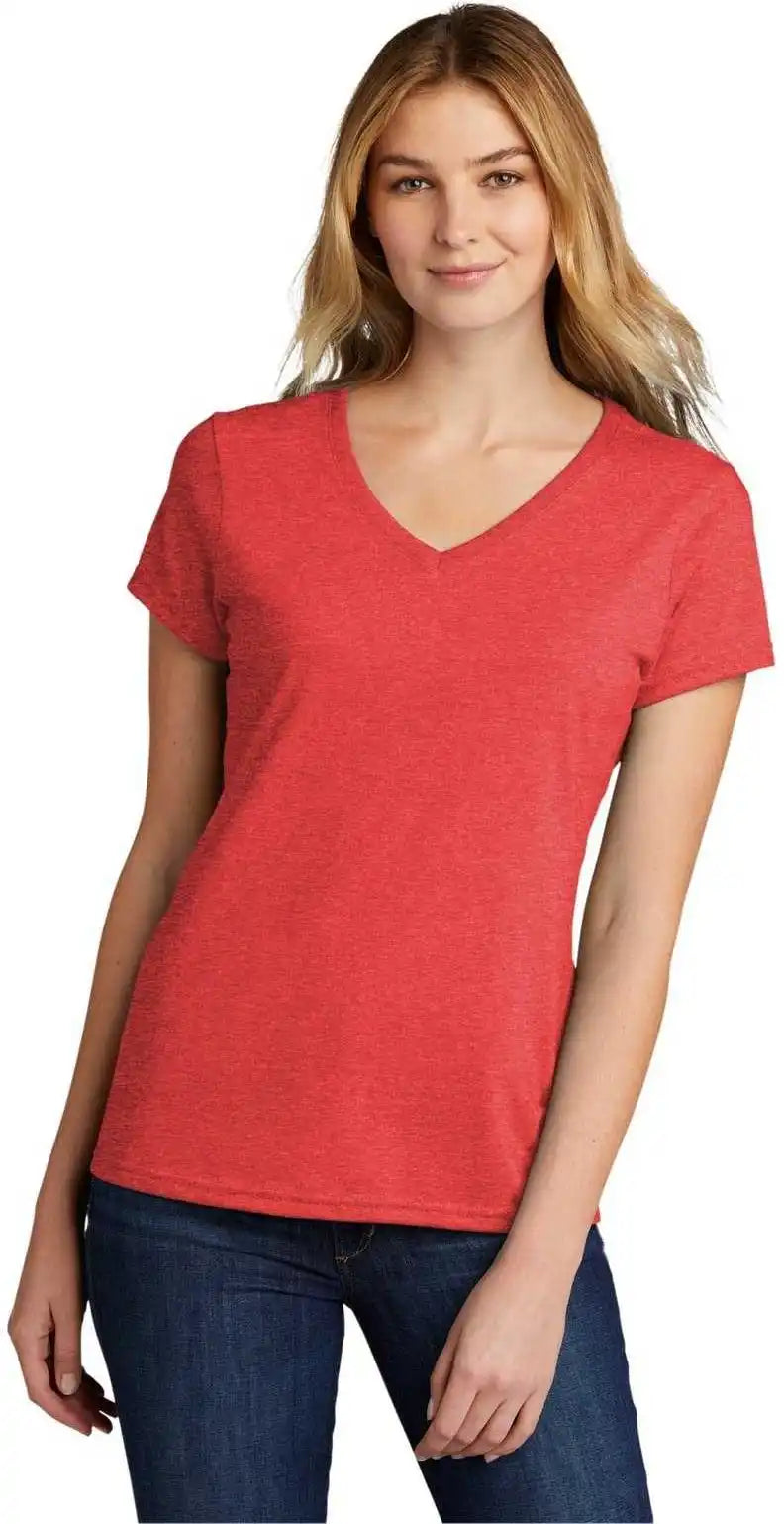 Port &amp; Company Lpc330v Ladies Tri Blend v Neck Tee Bright Red Heather
