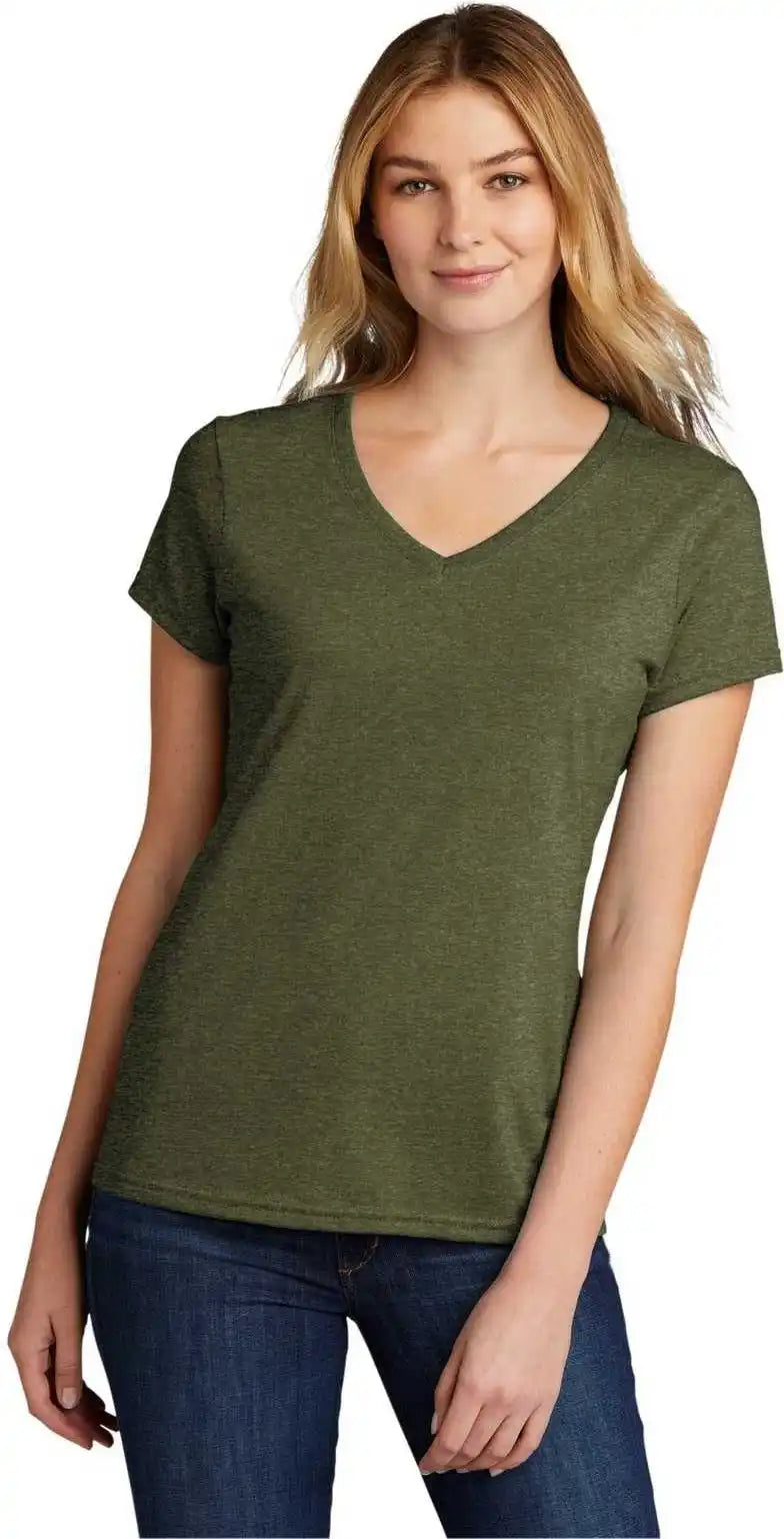 Port &amp; Company Lpc330v Ladies Tri Blend v Neck Tee Military Green Heather