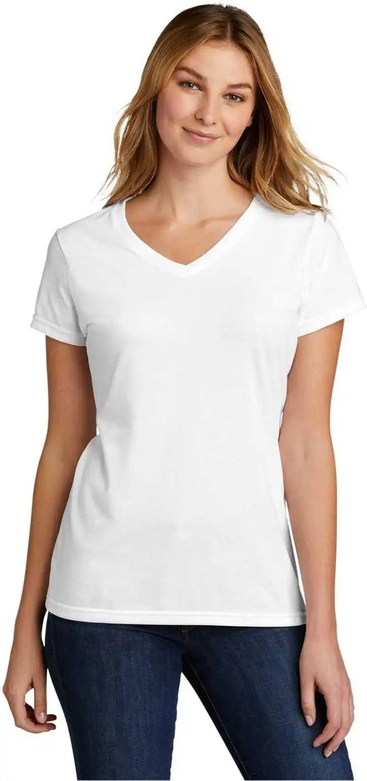 Port & Company Lpc330v Ladies Tri-blend V-neck Tee - White