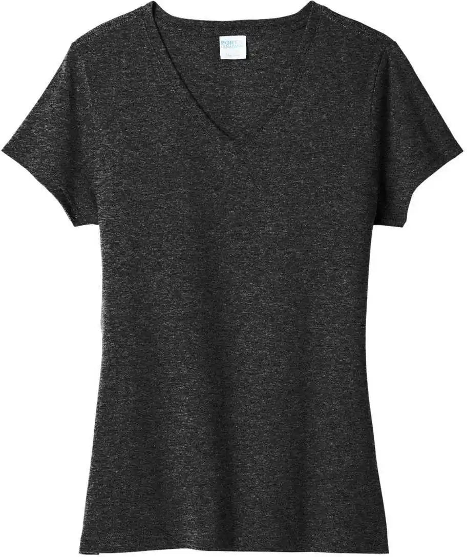 Port &amp; Company Lpc330v Women’s Tri-blend V-neck Tee - Black Heather