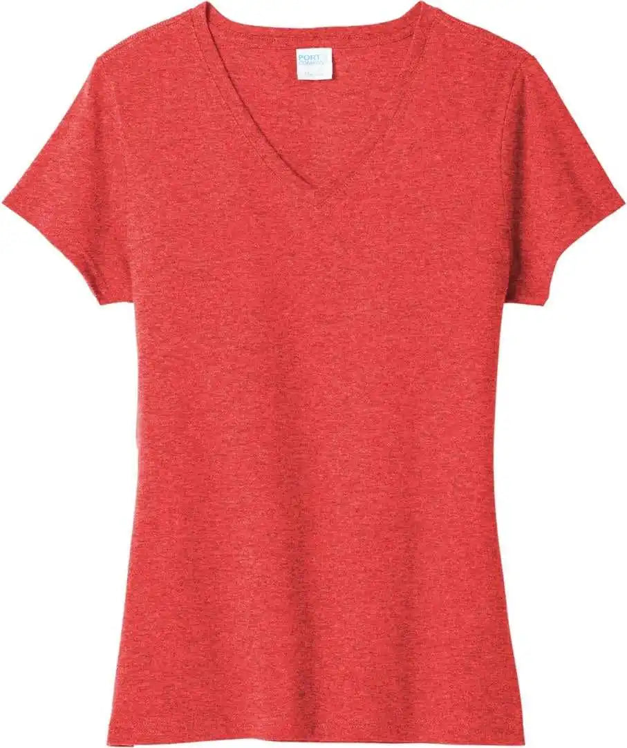 Port &amp; Company Lpc330v Women’s Tri-blend V-neck Tee - Bright Red Heather