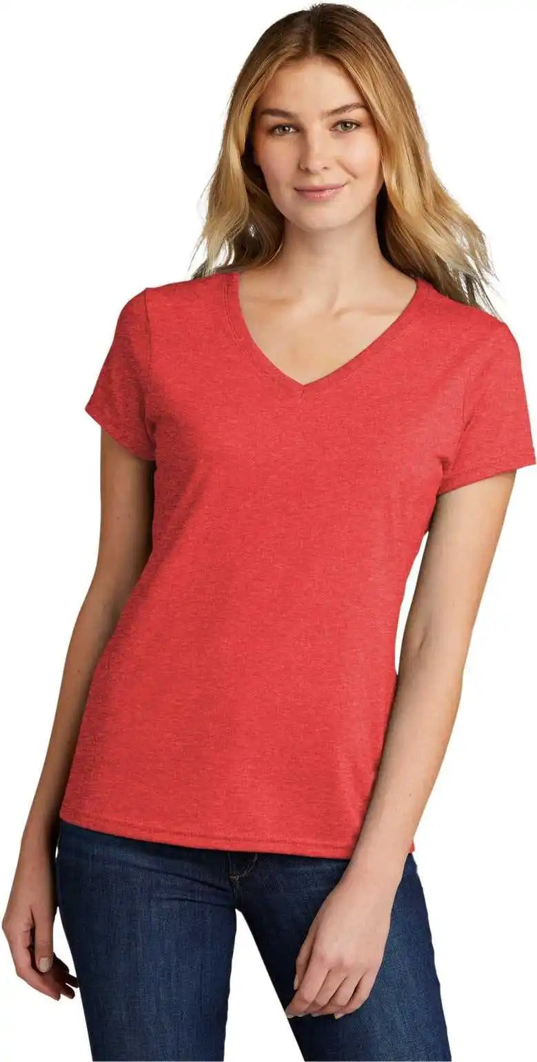 Port &amp; Company Lpc330v Women’s Tri-blend V-neck Tee - Bright Red Heather