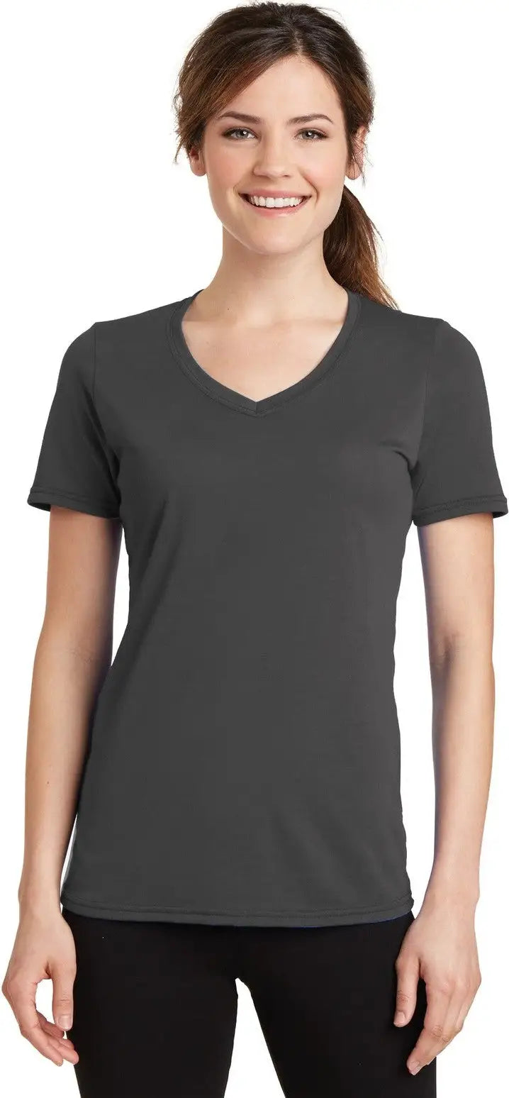 Port & Company Lpc381v co Women’s Performance Blend V-neck Tee - Charcoal - Ladies Xs