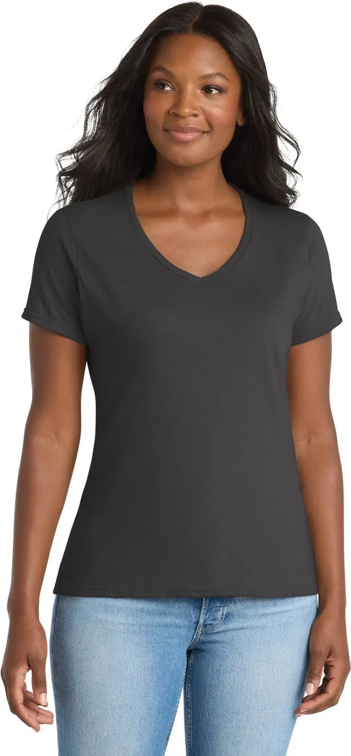 Port & Company Lpc381v co Women’s Performance Blend V-neck Tee - Charcoal