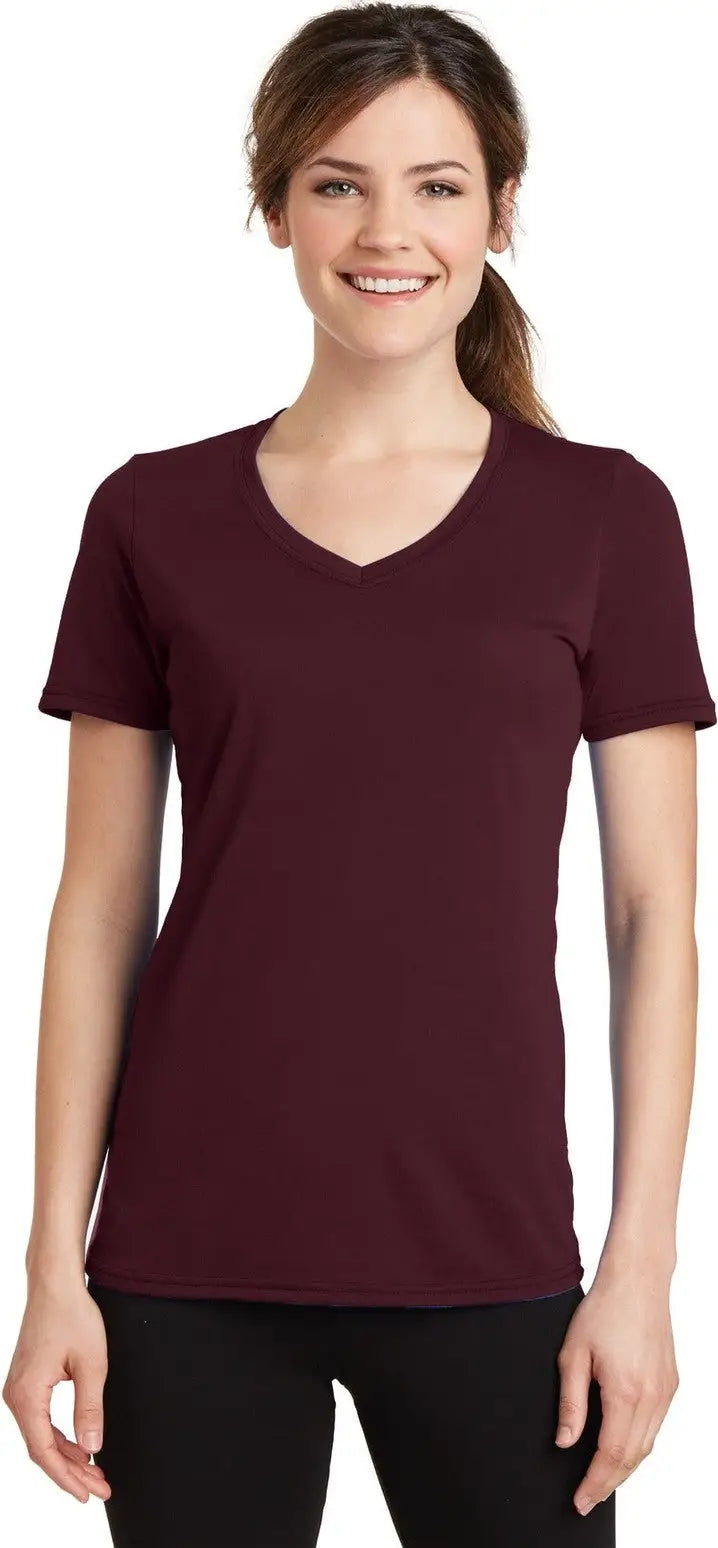 Port & Company Lpc381v co Women’s Performance Blend V-neck Tee - Athletic Maroon - Ladies Xs