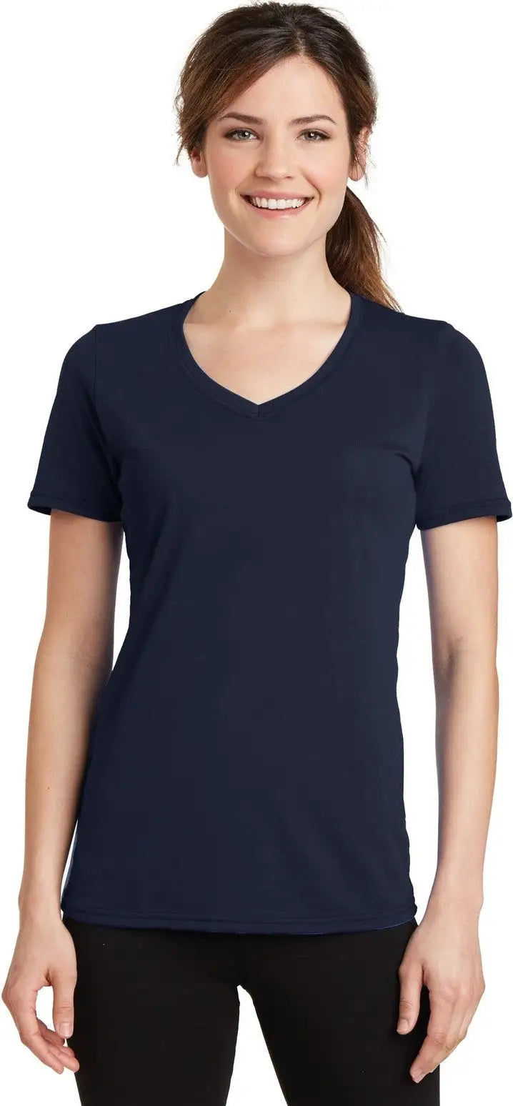 Port & Company Lpc381v co Women’s Performance Blend V-neck Tee - Deep Navy - Ladies Xs