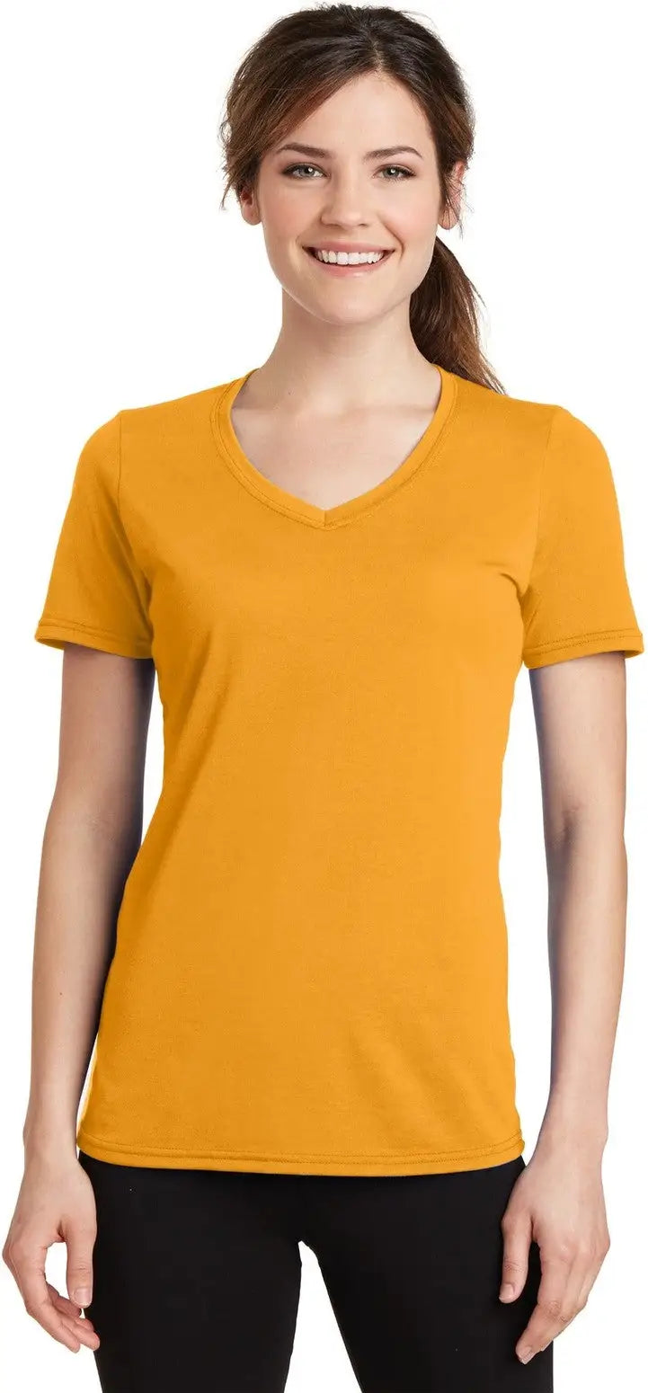 Port & Company Lpc381v co Women’s Performance Blend V-neck Tee - Gold - Ladies Xs