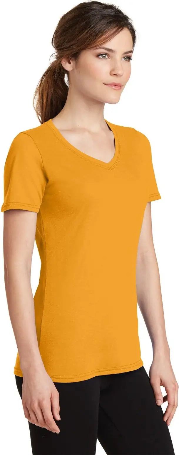 Port & Company Lpc381v co Women’s Performance Blend V-neck Tee - Gold
