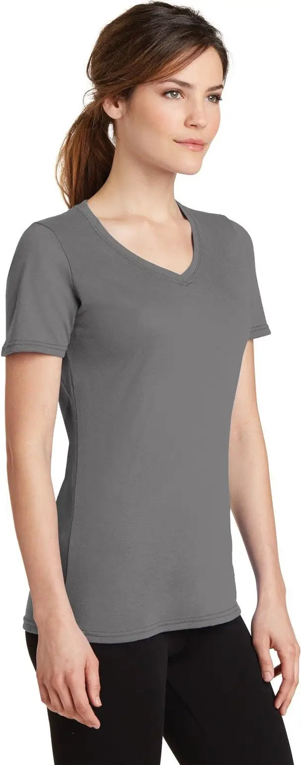 Port & Company Lpc381v co Women’s Performance Blend V-neck Tee - Medium Gray