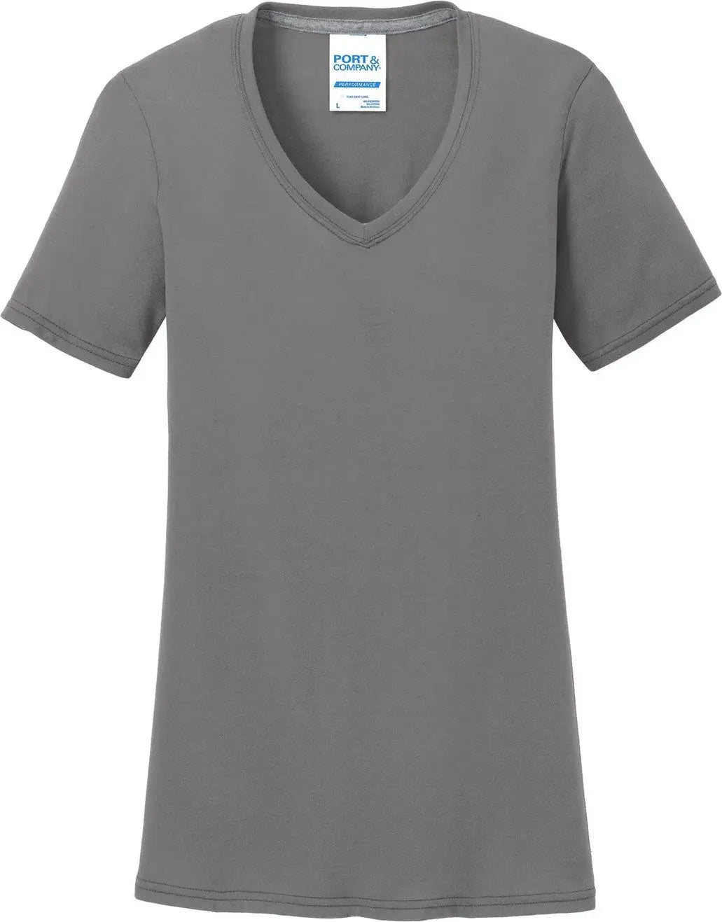 Port & Company Lpc381v co Women’s Performance Blend V-neck Tee - Medium Gray