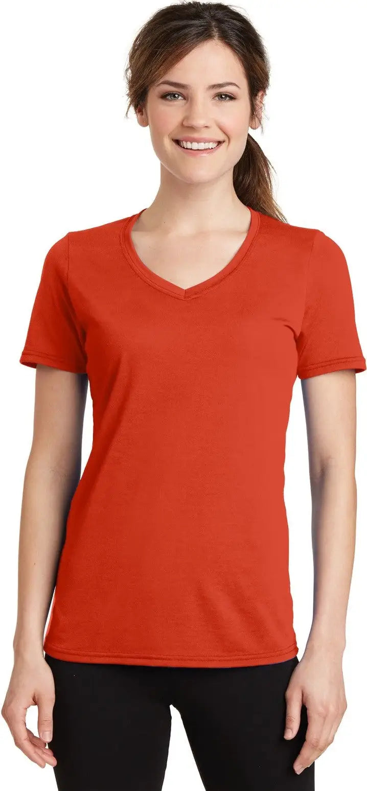 Port & Company Lpc381v co Women’s Performance Blend V-neck Tee - Orange - Ladies Xs