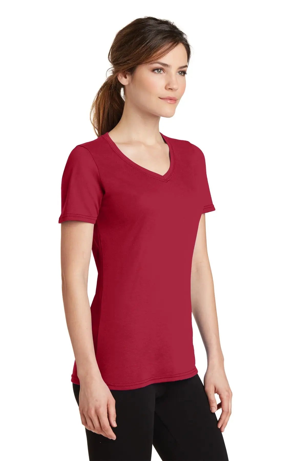 Port & Company Lpc381v co Women’s Performance Blend V-neck Tee - Red