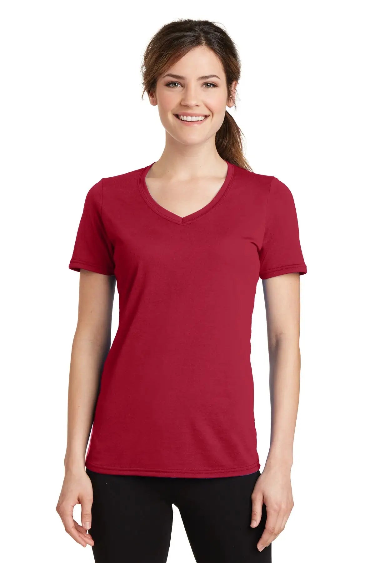 Port & Company Lpc381v co Women’s Performance Blend V-neck Tee - Red - Ladies Xs