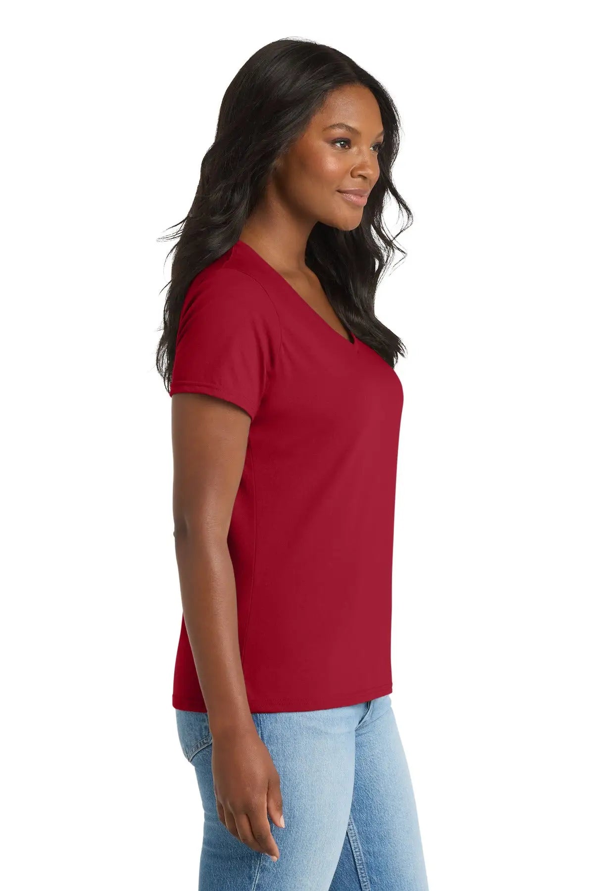 Port & Company Lpc381v co Women’s Performance Blend V-neck Tee - Red
