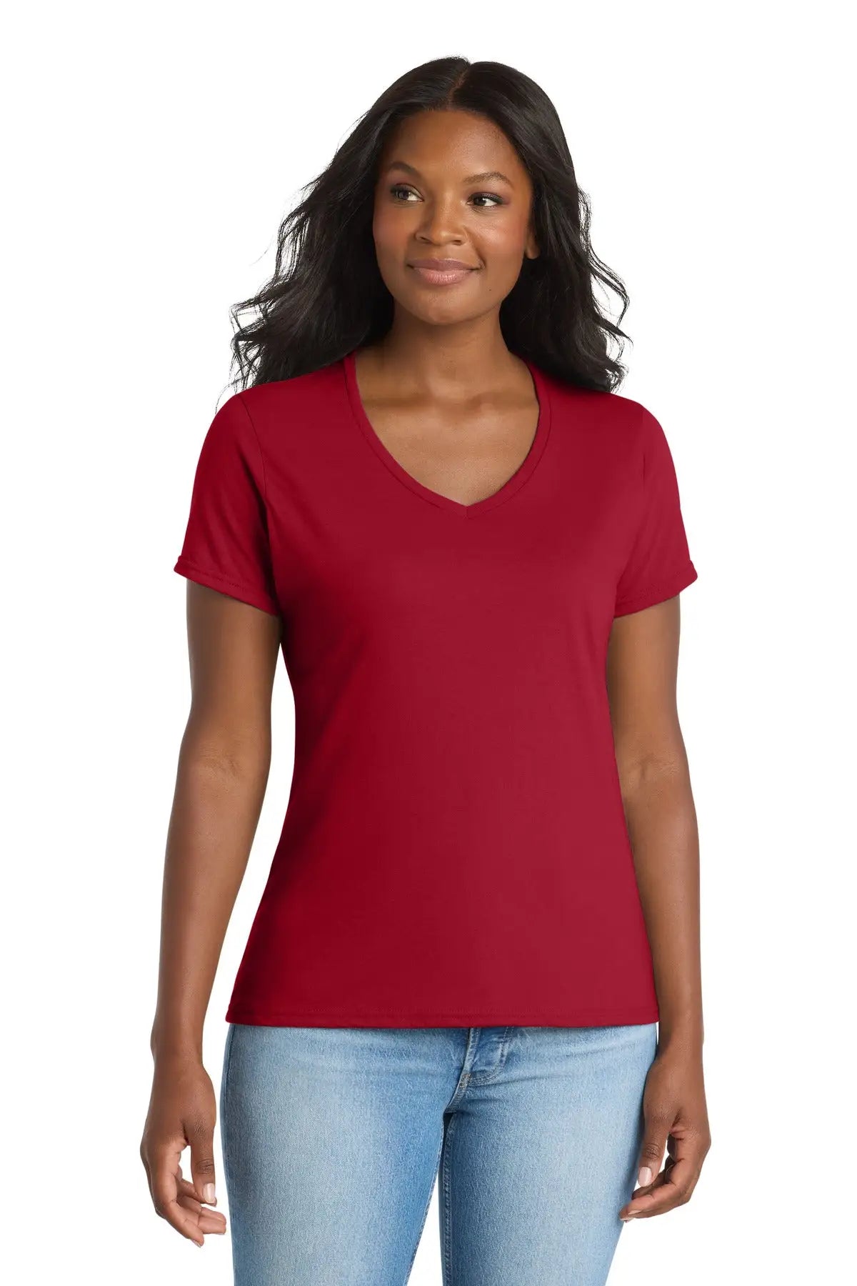 Port & Company Lpc381v co Women’s Performance Blend V-neck Tee - Red