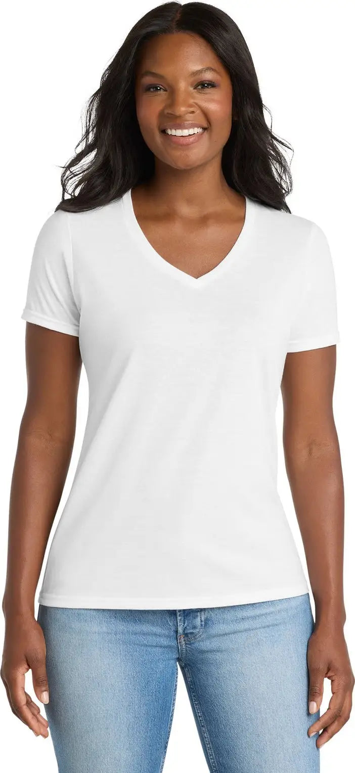 Port & Company Lpc381v co Women’s Performance Blend V-neck Tee - White