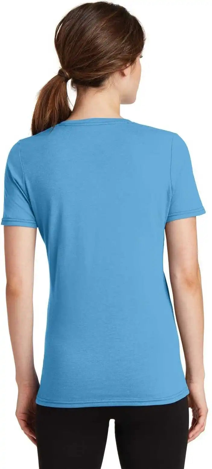 Port &amp; Company Lpc381v Ladies Performance Blend v Neck Tee Aquatic Blue