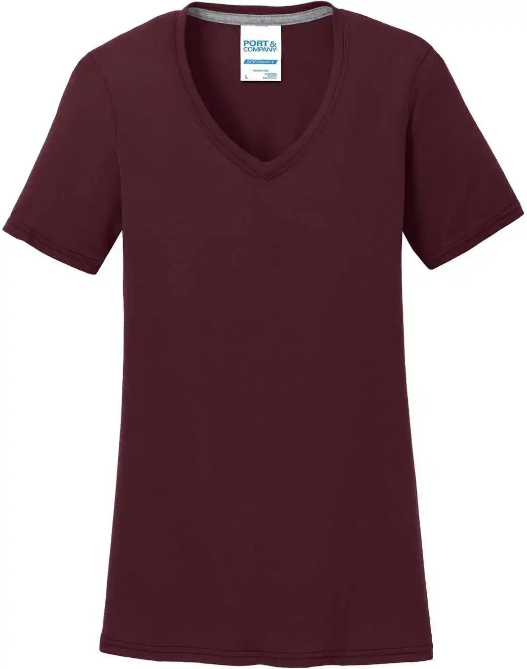 Port &amp; Company Lpc381v Ladies Performance Blend v Neck Tee Athletic Maroon
