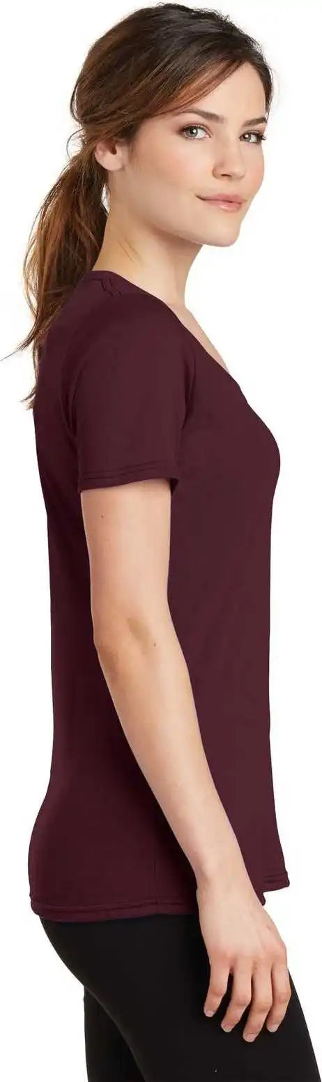 Port &amp; Company Lpc381v Ladies Performance Blend v Neck Tee Athletic Maroon