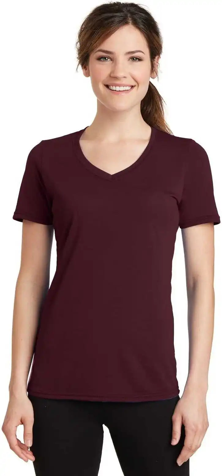 Port & Company Lpc381v Ladies Performance Blend v Neck Tee Athletic Maroon