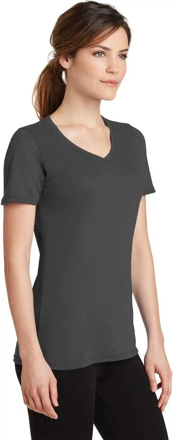 Port & Company Lpc381v Ladies Performance Blend V-neck Tee - Charcoal