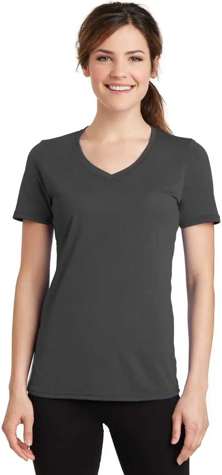Port & Company Lpc381v Ladies Performance Blend V-neck Tee - Charcoal