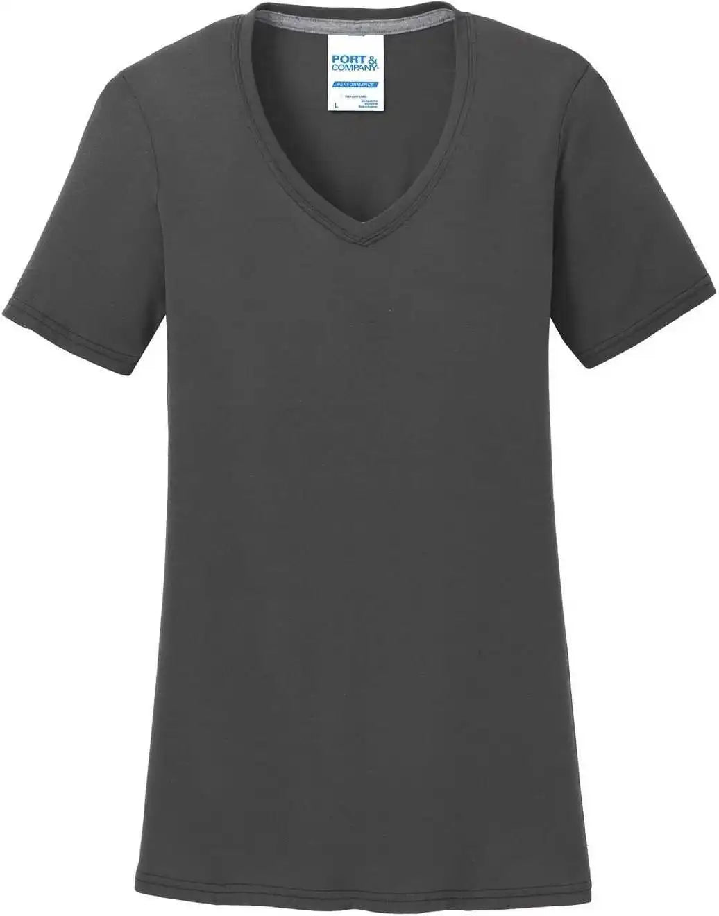 Port & Company Lpc381v Ladies Performance Blend V-neck Tee - Charcoal