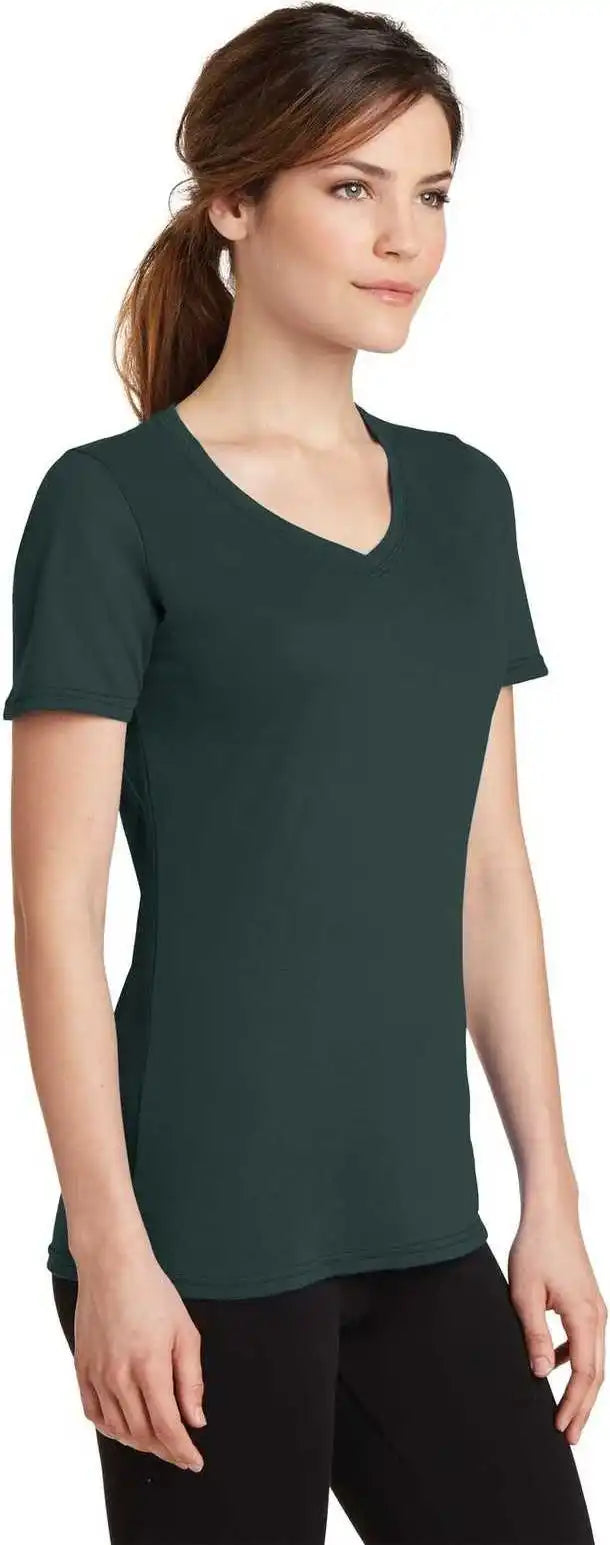 Port & Company Lpc381v Ladies Performance Blend V-neck Tee - Dark Green
