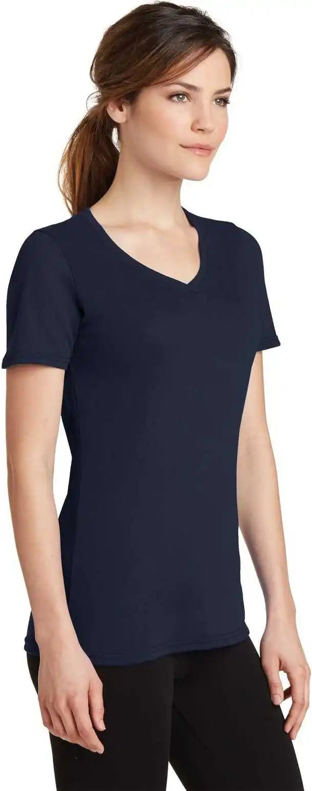 Port &amp; Company Lpc381v Ladies Performance Blend V-neck Tee - Deep Navy