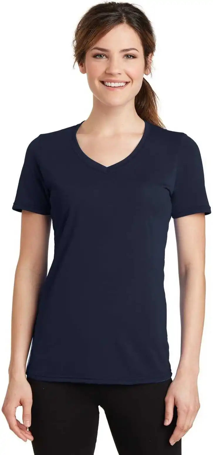 Port & Company Lpc381v Ladies Performance Blend v Neck Tee Deep Navy