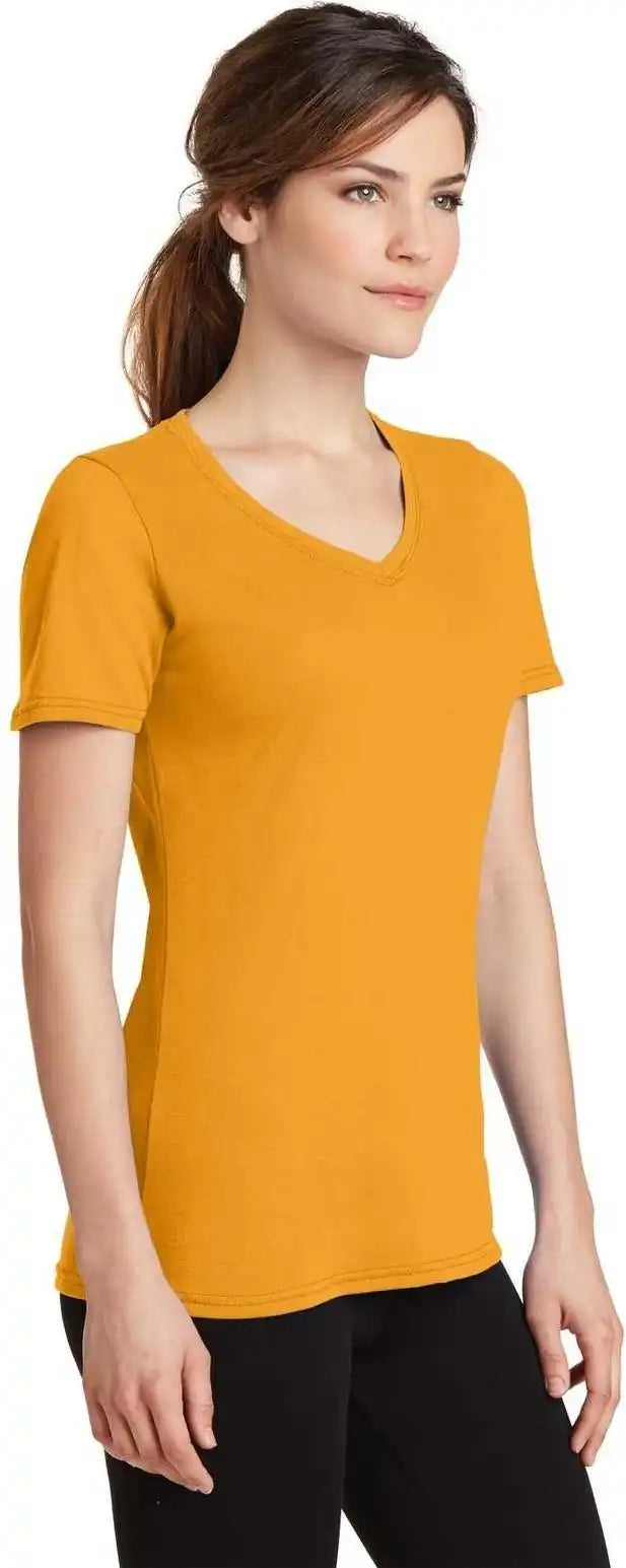 Port &amp; Company Lpc381v Ladies Performance Blend V-neck Tee - Gold