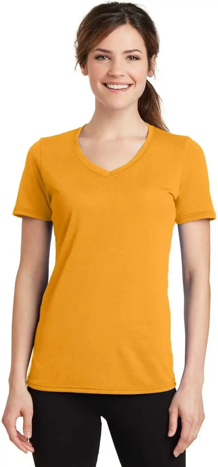 Port &amp; Company Lpc381v Ladies Performance Blend V-neck Tee - Gold