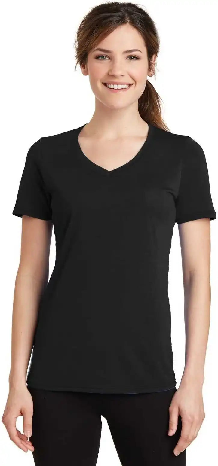 Port &amp; Company Lpc381v Ladies Performance Blend v Neck Tee Jet Black