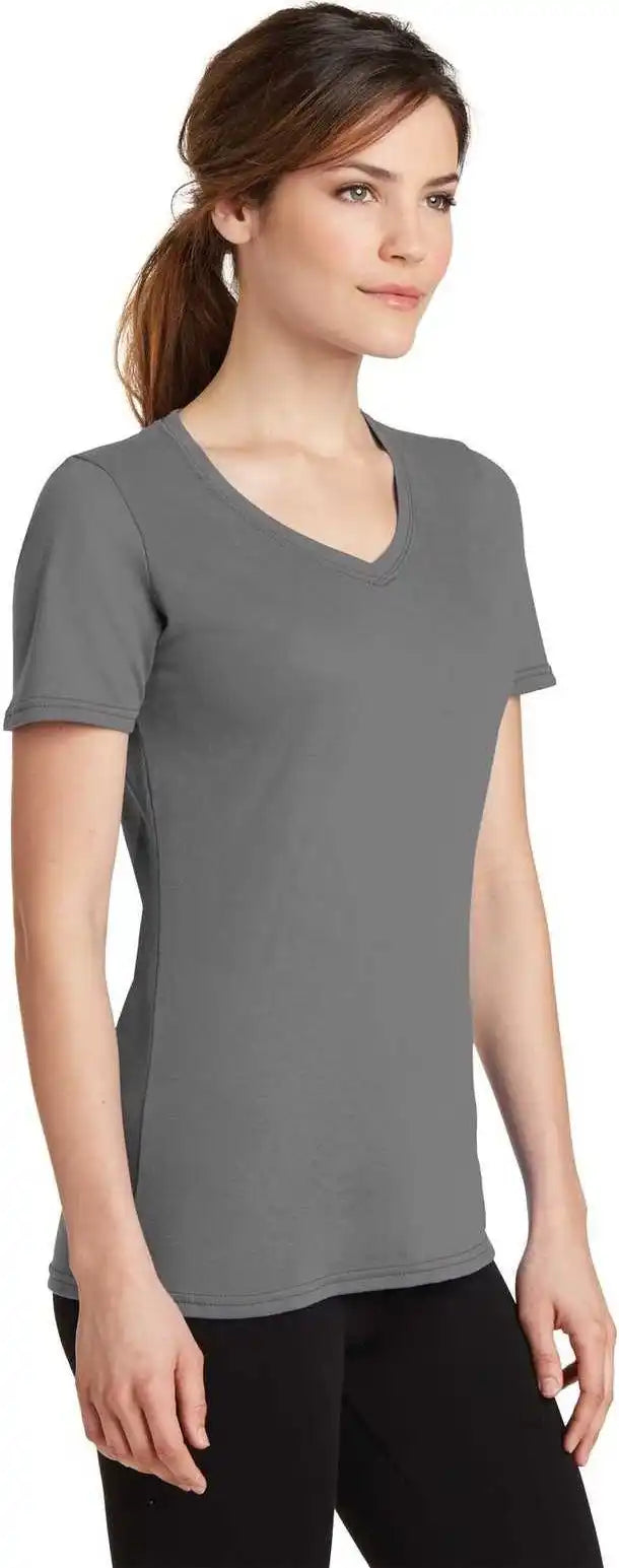 Port & Company Lpc381v Ladies Performance Blend V-neck Tee - Medium Gray