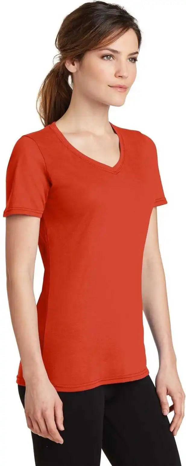 Port &amp; Company Lpc381v Ladies Performance Blend v Neck Tee Orange